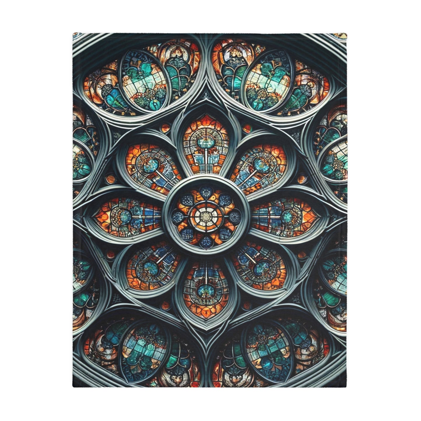 Illuminated Comfort: Stained Glass Throw Blanket_Double Sided Print