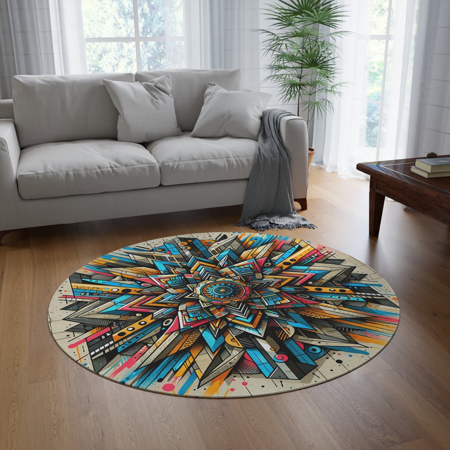 Vibrant Mandala-Inspired Floor Art