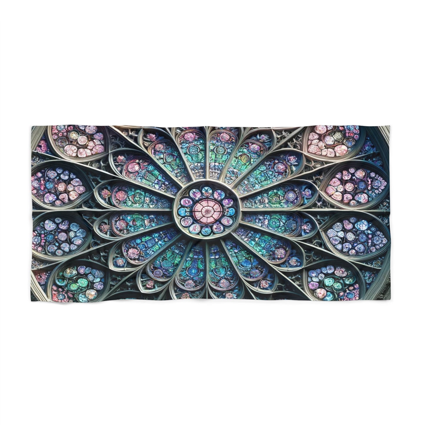 Elegant Cathedral Rose Window- Beach Towel