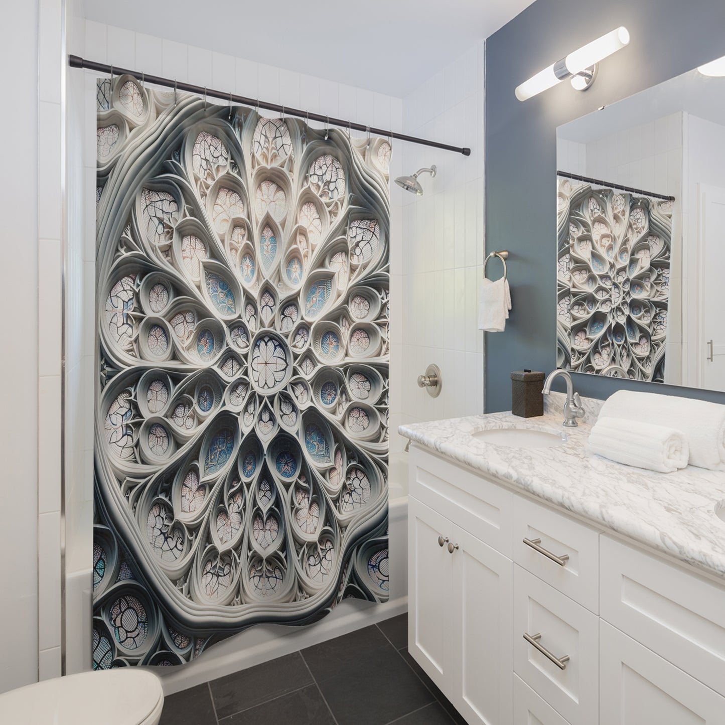 Serene Sanctuary: The Gothic Arch Shower Curtain