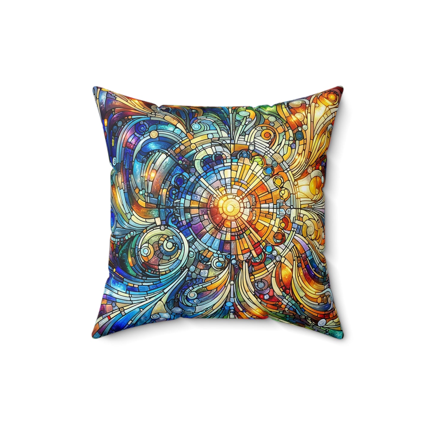 Spiraling Spectrum: Stained Glass Pillow