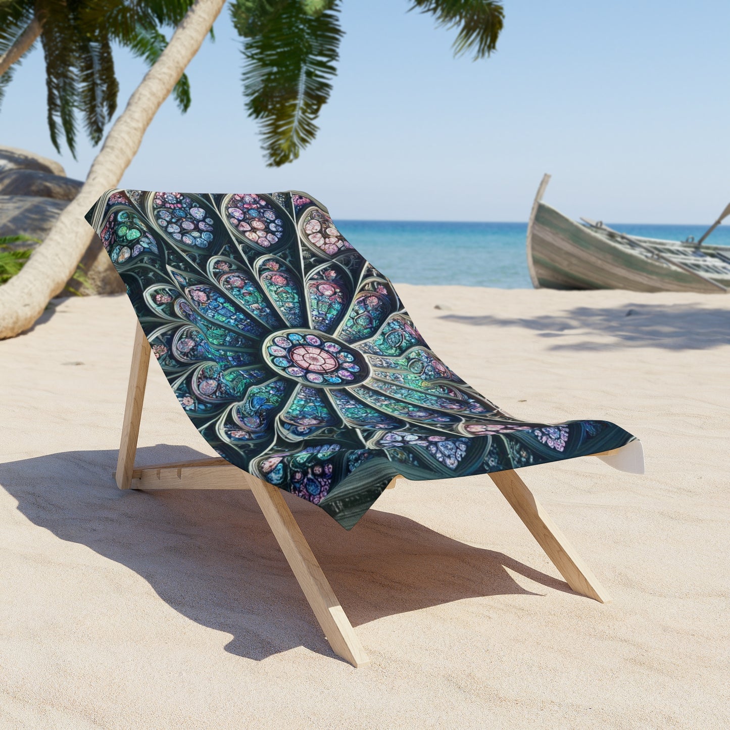 Elegant Cathedral Rose Window- Beach Towel