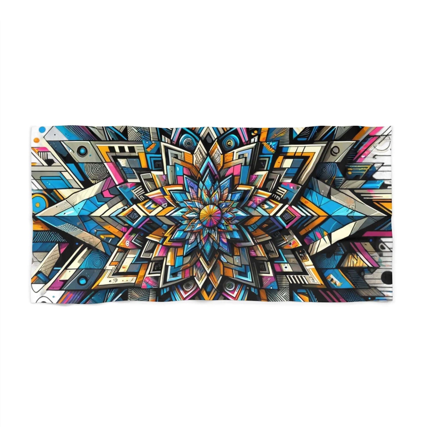 Geometric Mandala Modern Contemporary Colorful Pattern Home Pool Beachside Towel Rose Window Gothic Architecture Centripetal Centrifugal Vortex Cross