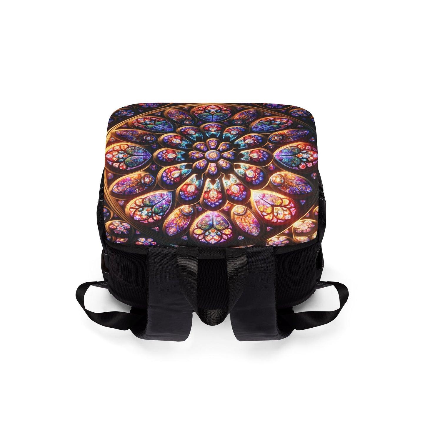 Artistic Rose Window Backpack β Vibrant Design for Everyday Adventures