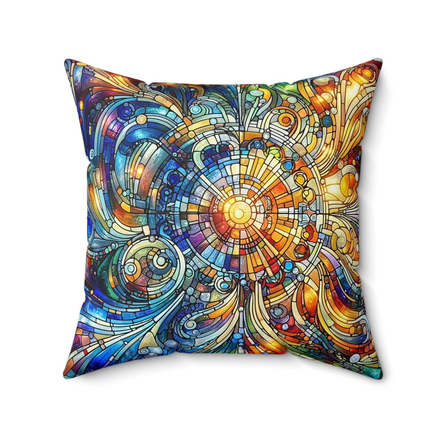 Spiraling Spectrum: Stained Glass Pillow