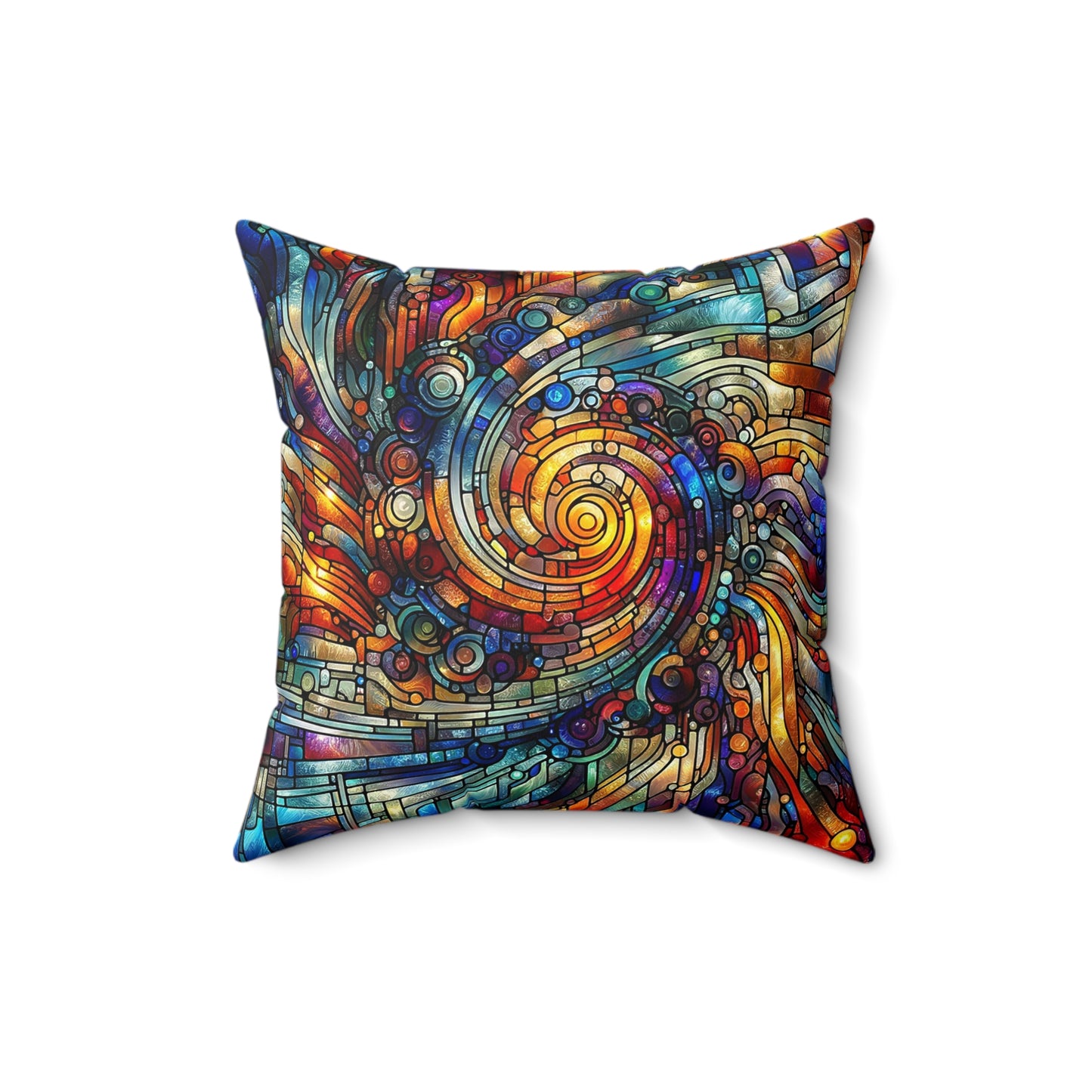 Spiraling Spectrum: Stained Glass Pillow