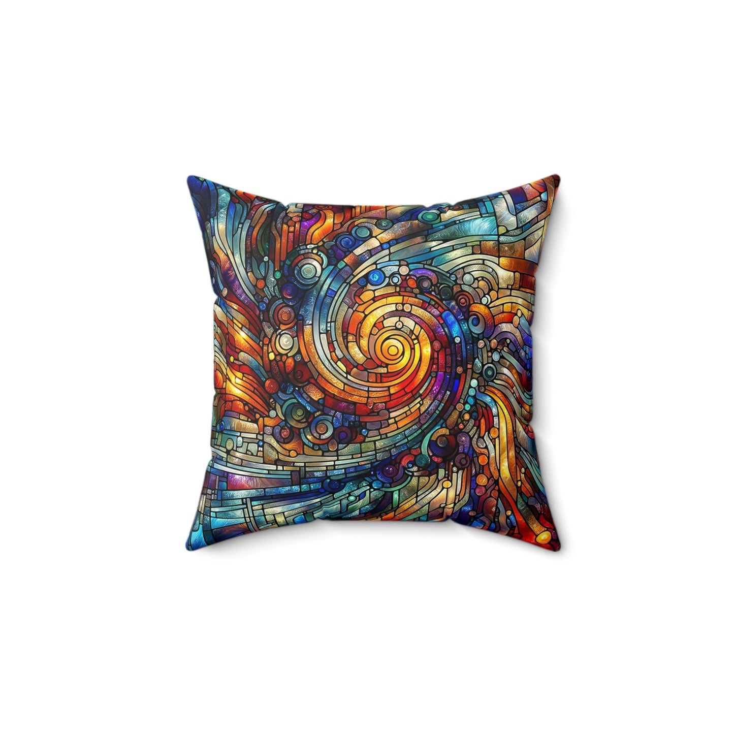 Spiraling Spectrum: Stained Glass Pillow