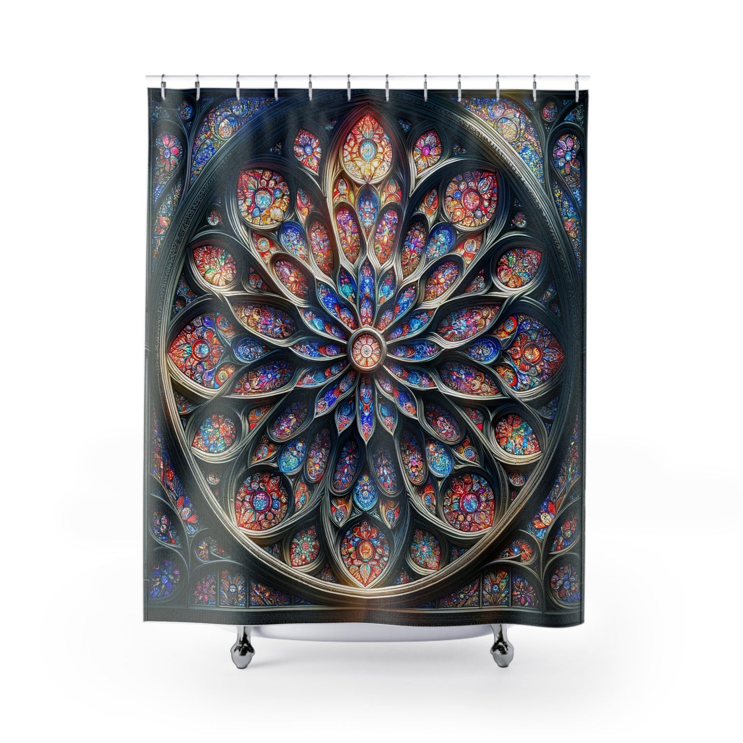 Vision in Vivid: The Stained Glass Mosaic Shower Curtain
