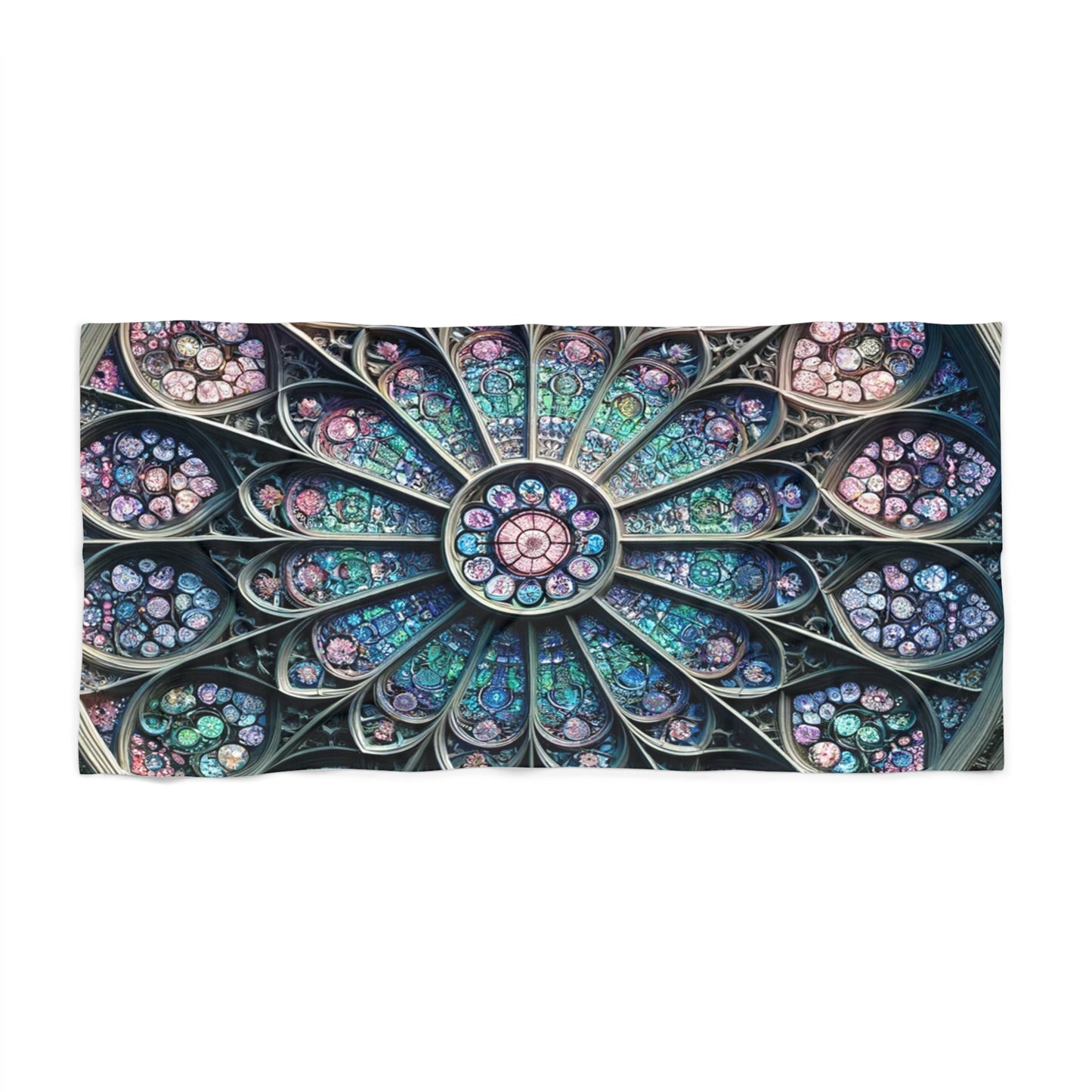 Elegant Cathedral Rose Window- Beach Towel