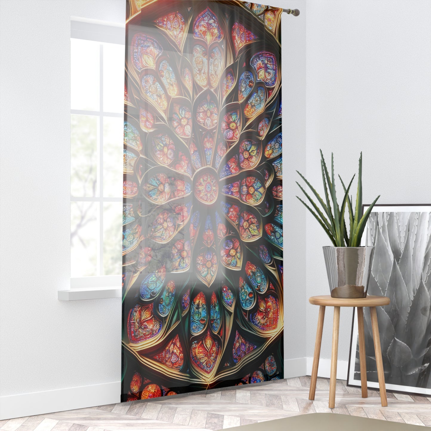 Sheer Colorul Stained Glass Window Curtain