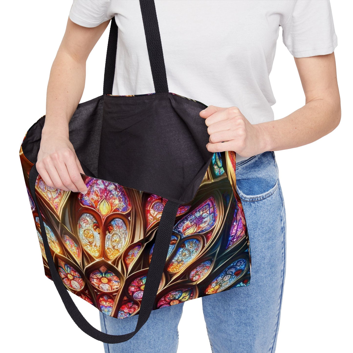 Boho Chic Stained Glass-Inspired Tote Bag – Vibrant and Versatile