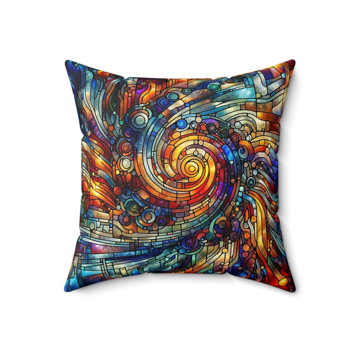 Spiraling Spectrum: Stained Glass Pillow