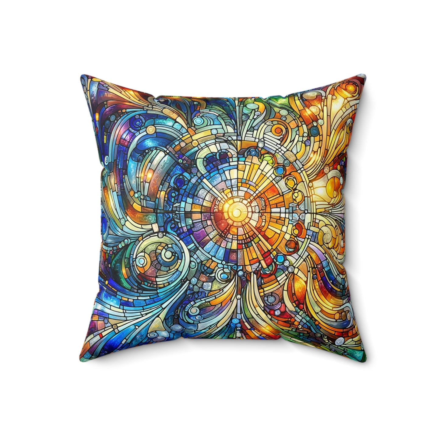 Spiraling Spectrum: Stained Glass Pillow