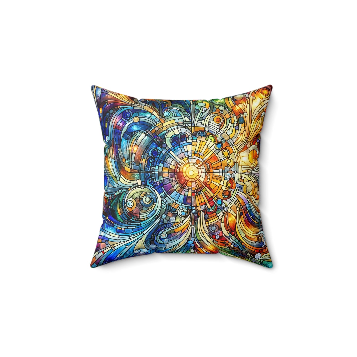 Spiraling Spectrum: Stained Glass Pillow