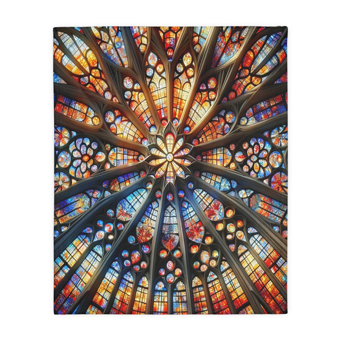 Illuminated Comfort: Stained Glass Throw Blanket_Double Sided Print