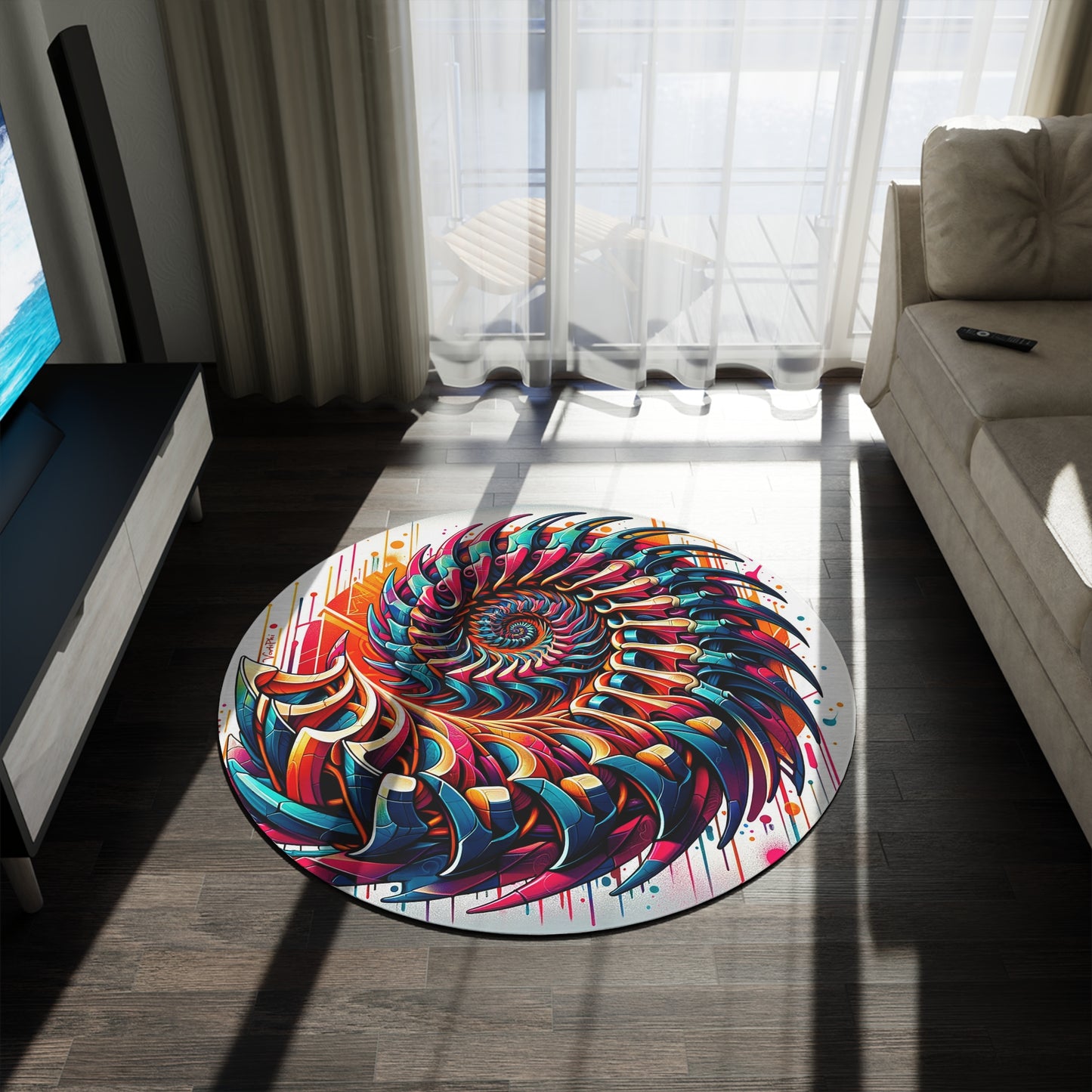 Palette Vortex: 5' Artistic Round Rug