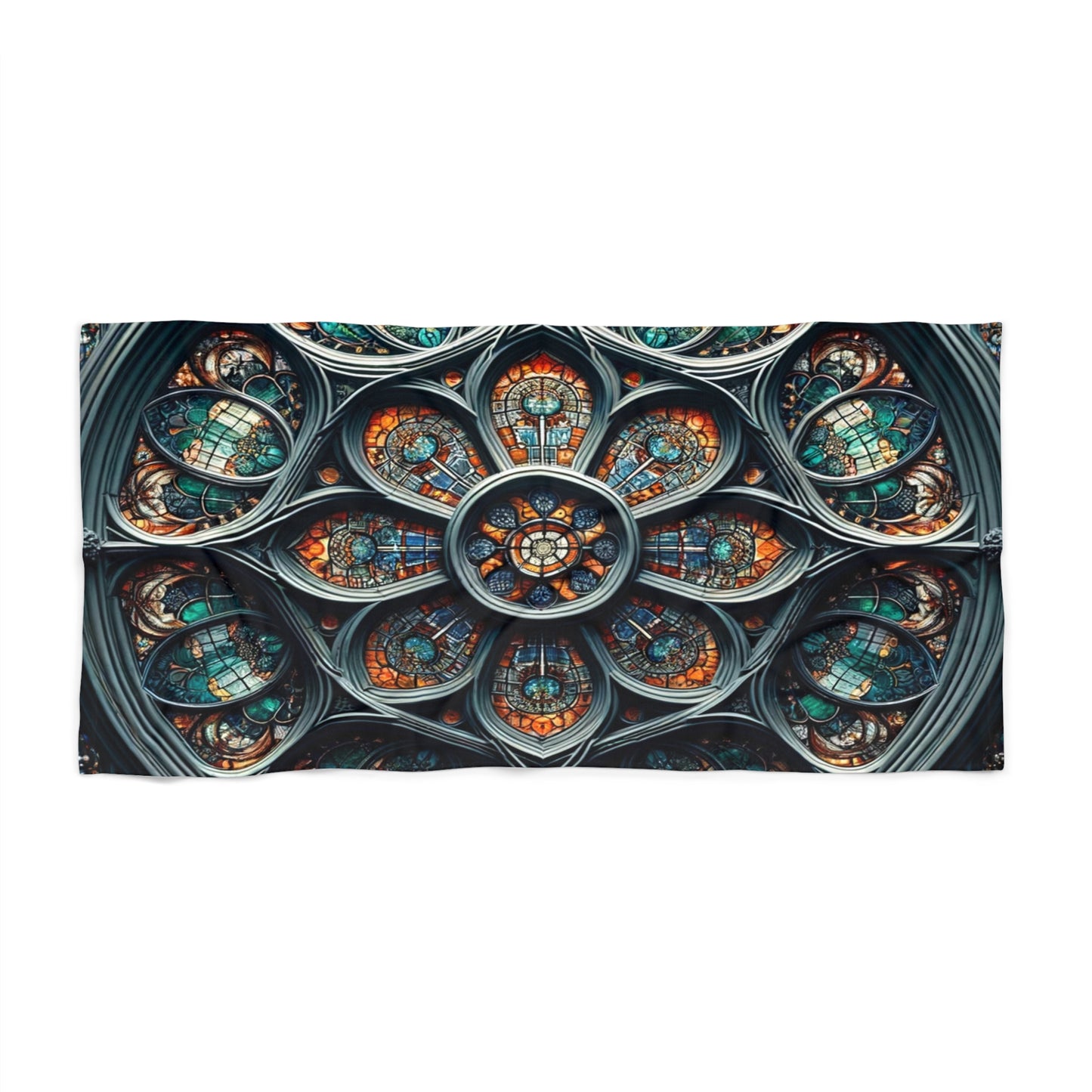 Cathedral Waves: The Stained Glass Beach Towel