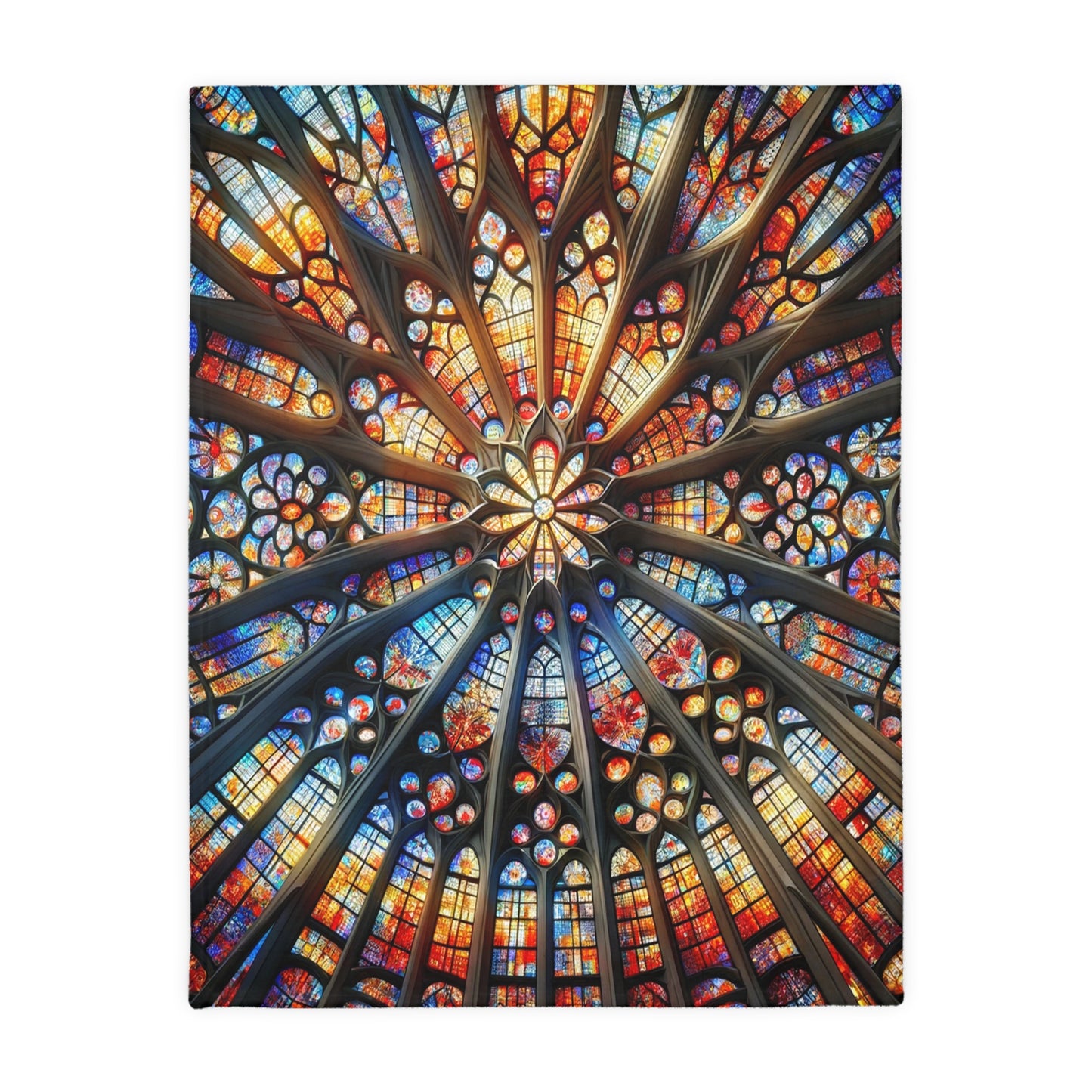 Illuminated Comfort: Stained Glass Throw Blanket_Double Sided Print