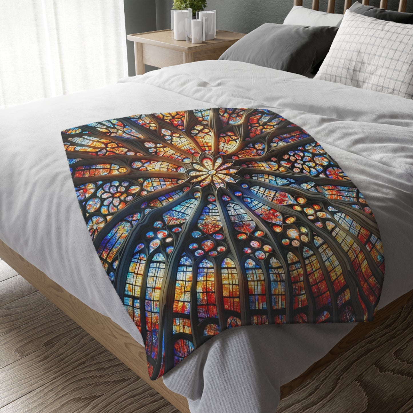 Illuminated Comfort: Stained Glass Throw Blanket_Double Sided Print
