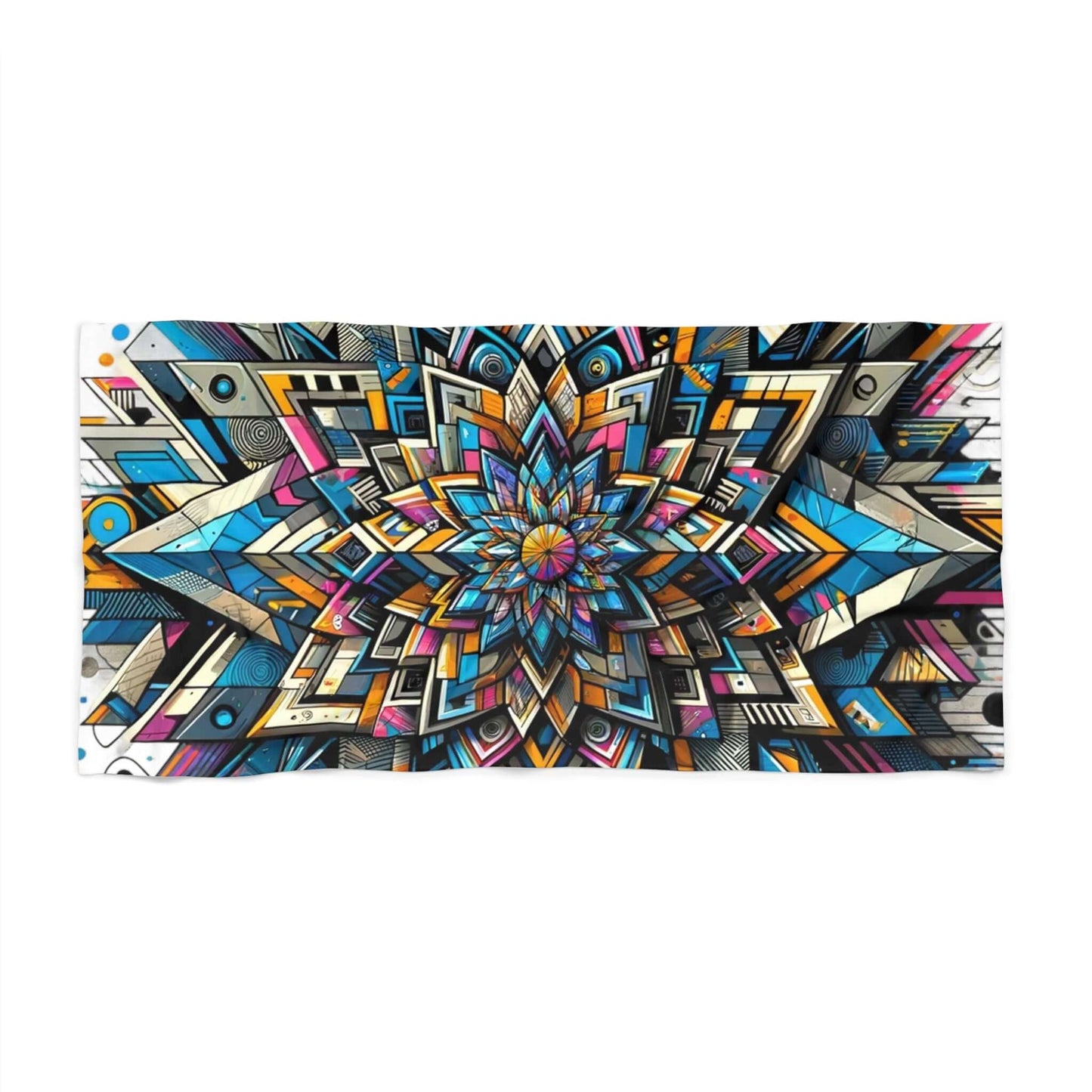 Geometric Mandala Modern Contemporary Colorful Pattern Home Pool Beachside Towel Rose Window Gothic Architecture Centripetal Centrifugal Vortex Cross