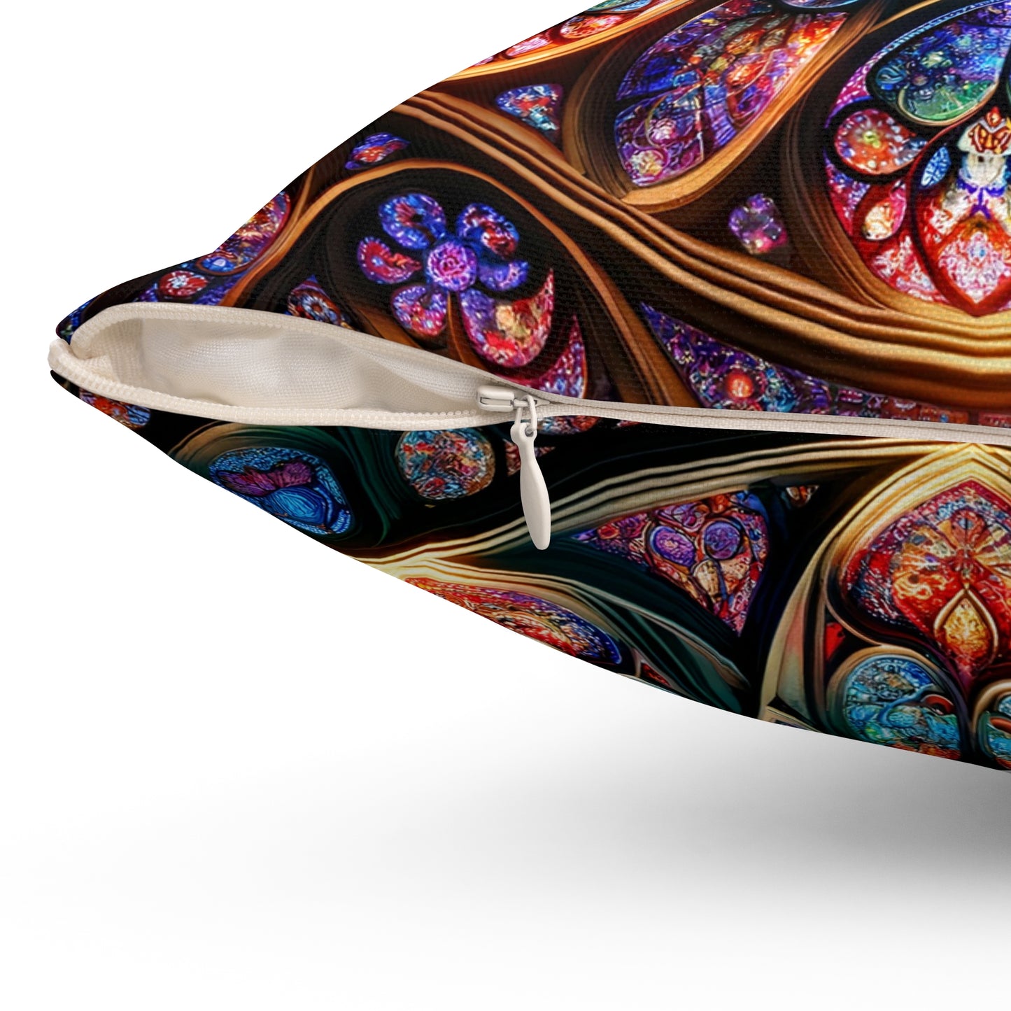 Radiant Mosaic Comfort: Stained Glass Artistry Pillow