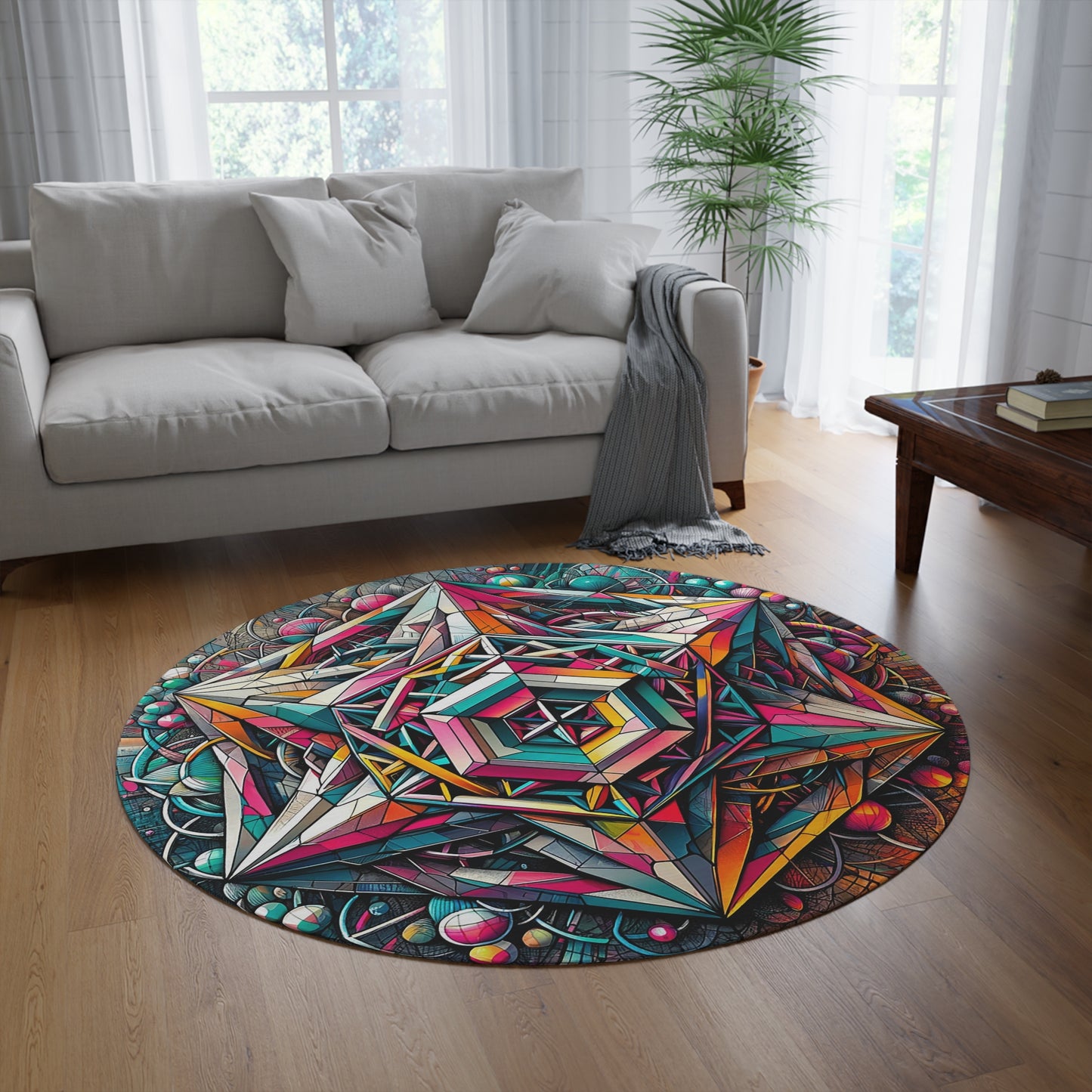 Geometric Harmony: 5' Abstract Rug