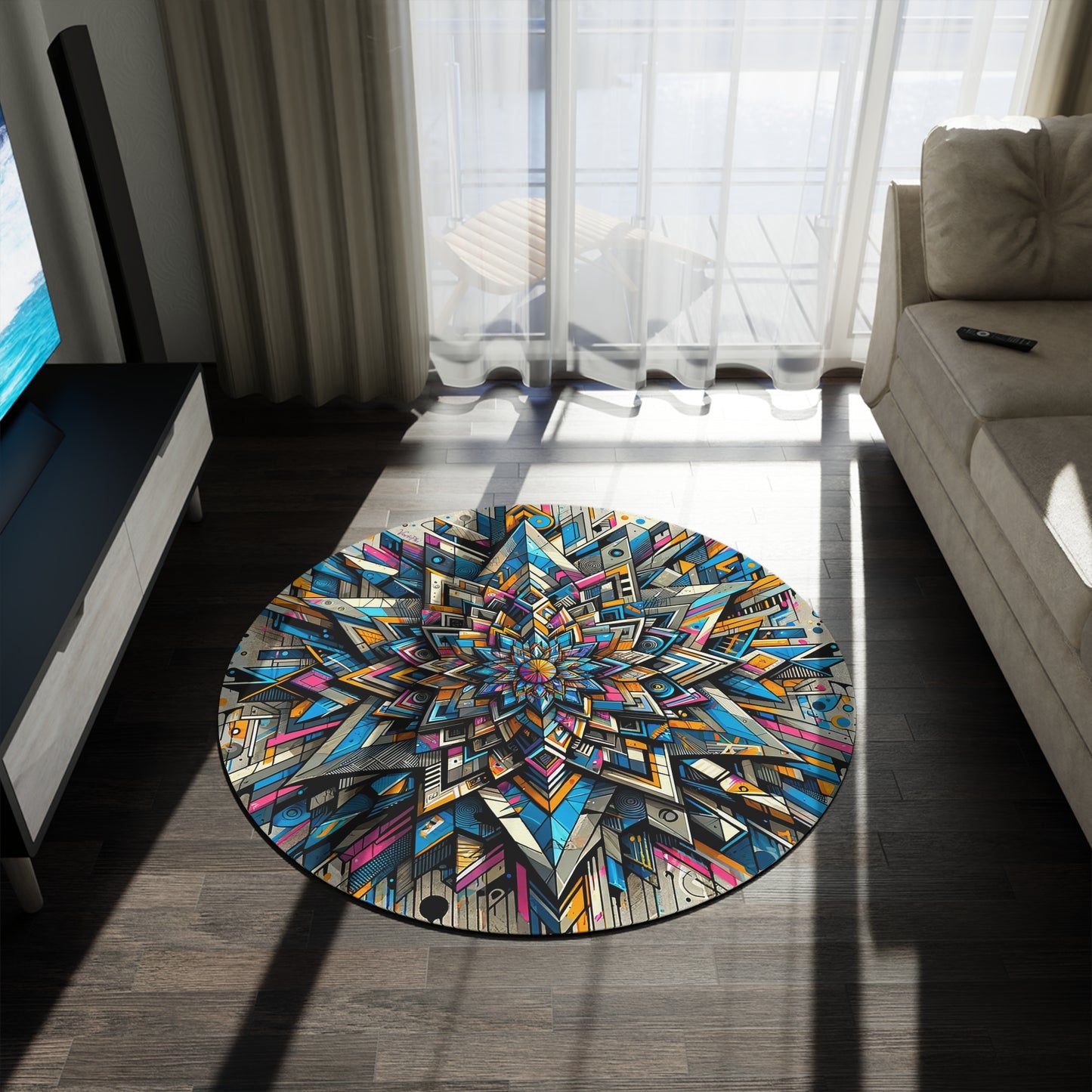 Mandala Majesty: 5' Decorative Round Rug