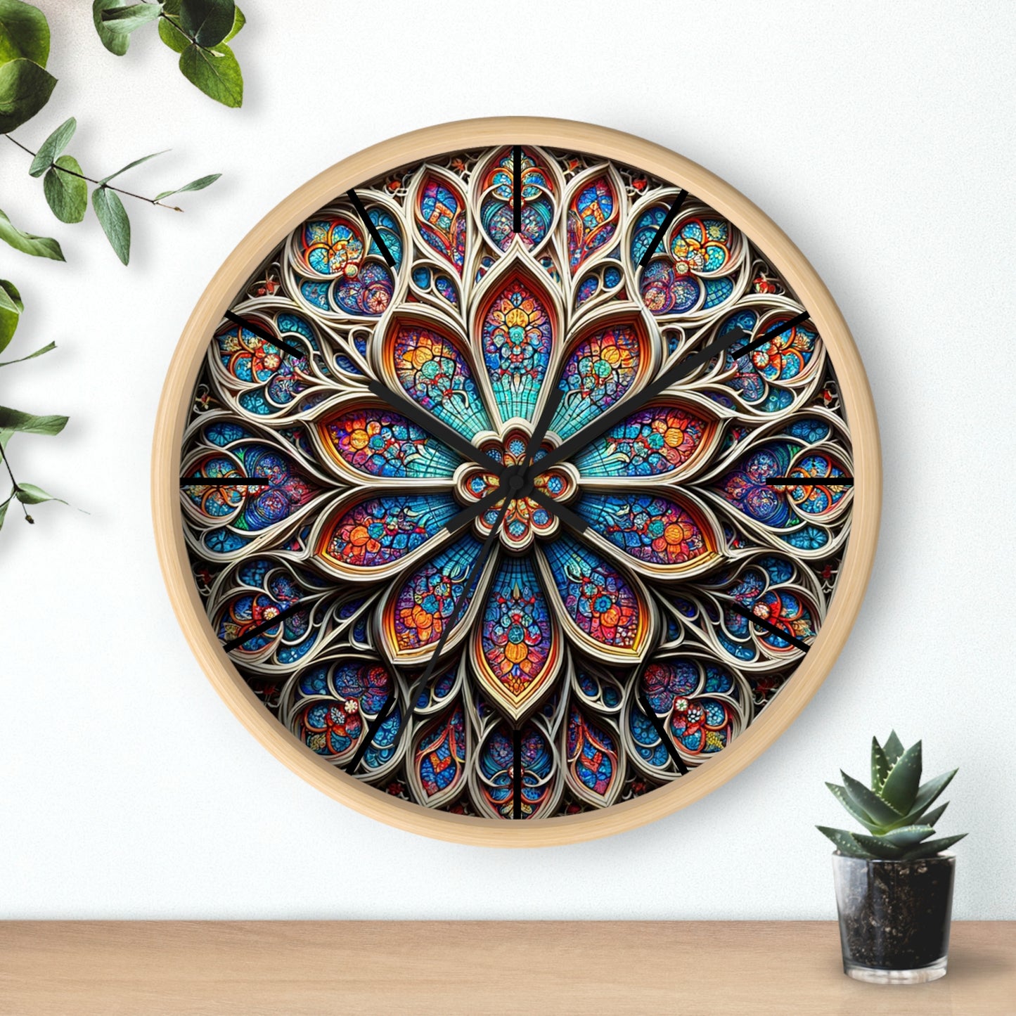 Vibrant Stained Glass-Inspired Wall Clock