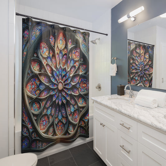 Vision in Vivid: The Stained Glass Mosaic Shower Curtain