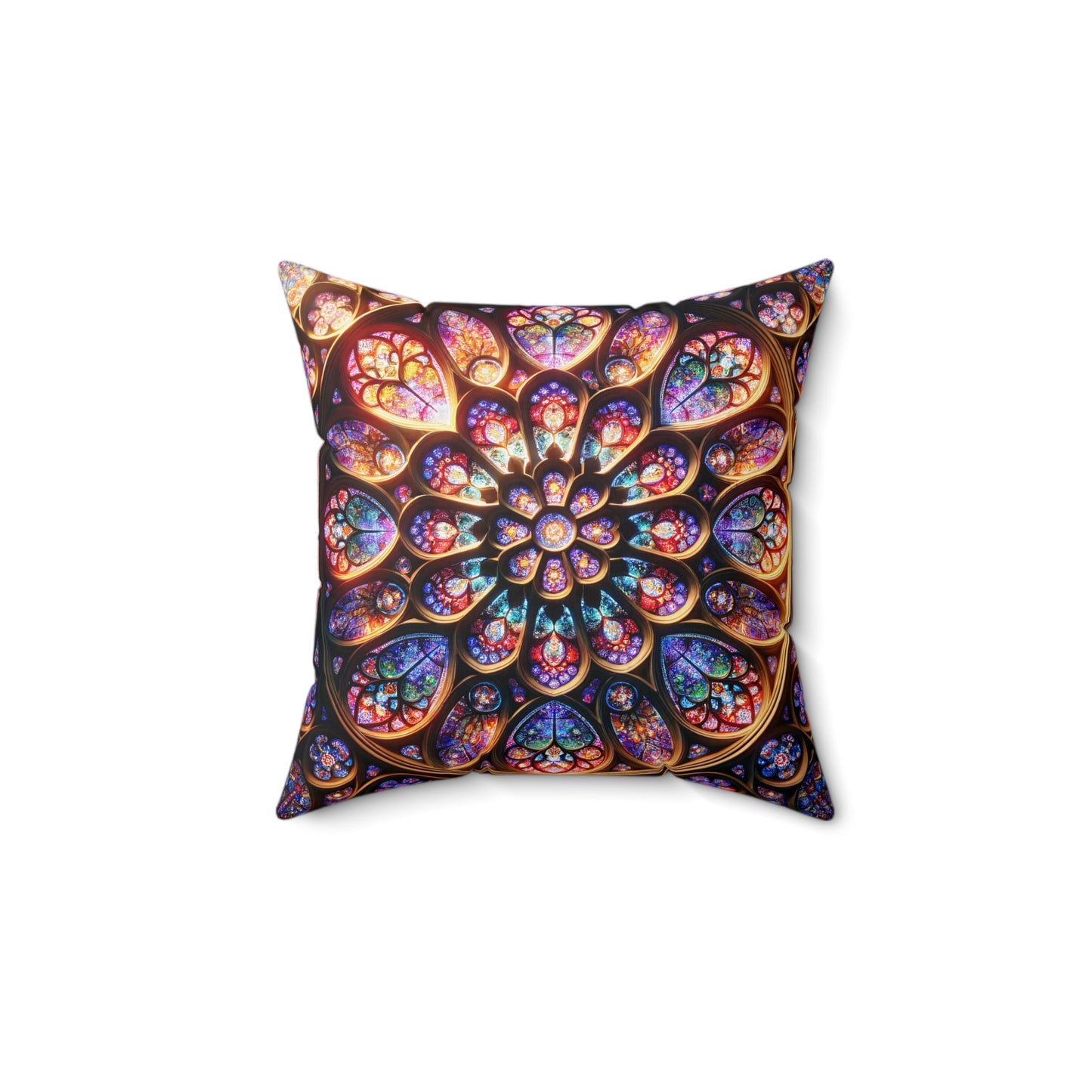 Radiant Mosaic Comfort: Stained Glass Artistry Pillow