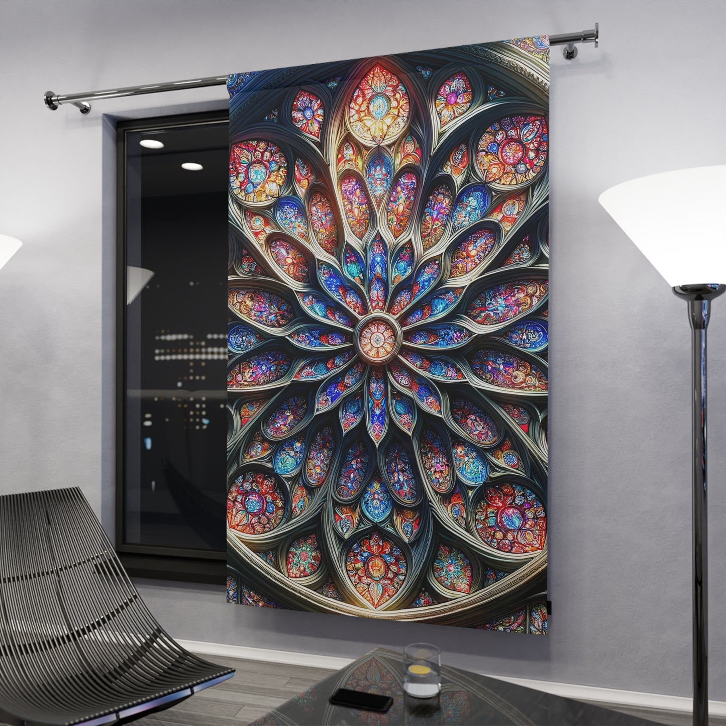Vibrant Colorful Rose Window Curtian- Blackout