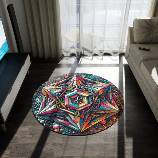 Geometric Harmony: 5' Abstract Rug