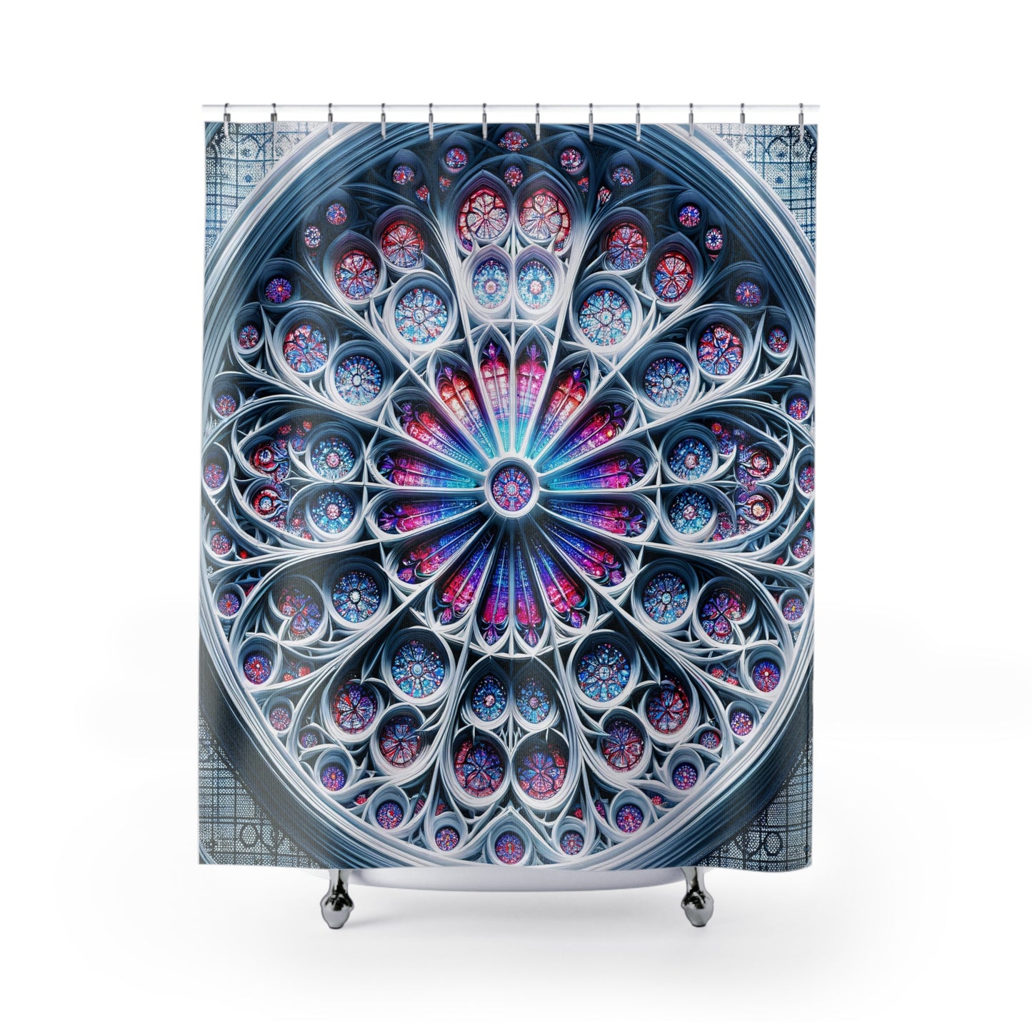 Elegance Unfolding: The Stained Glass Shower Curtain