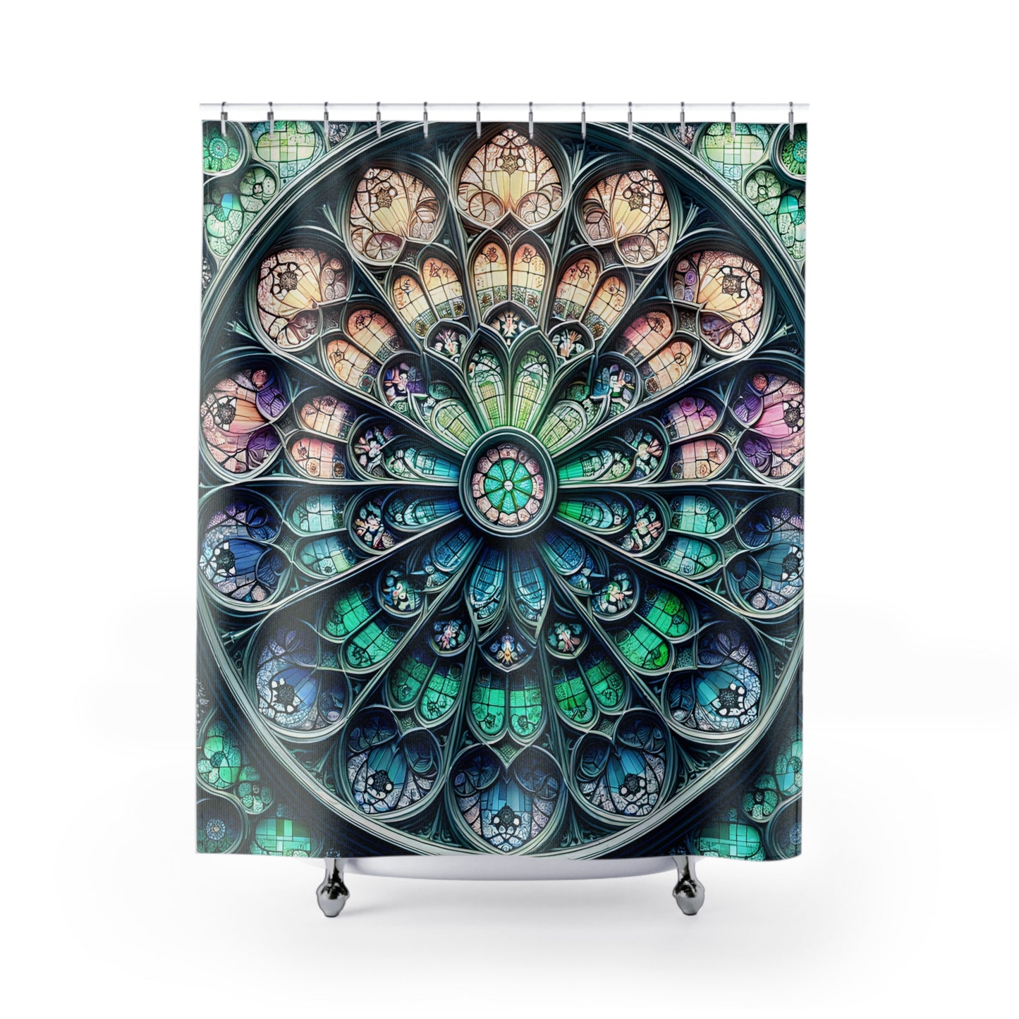 Cathedral Elegance: The Stained Glass Shower Curtain