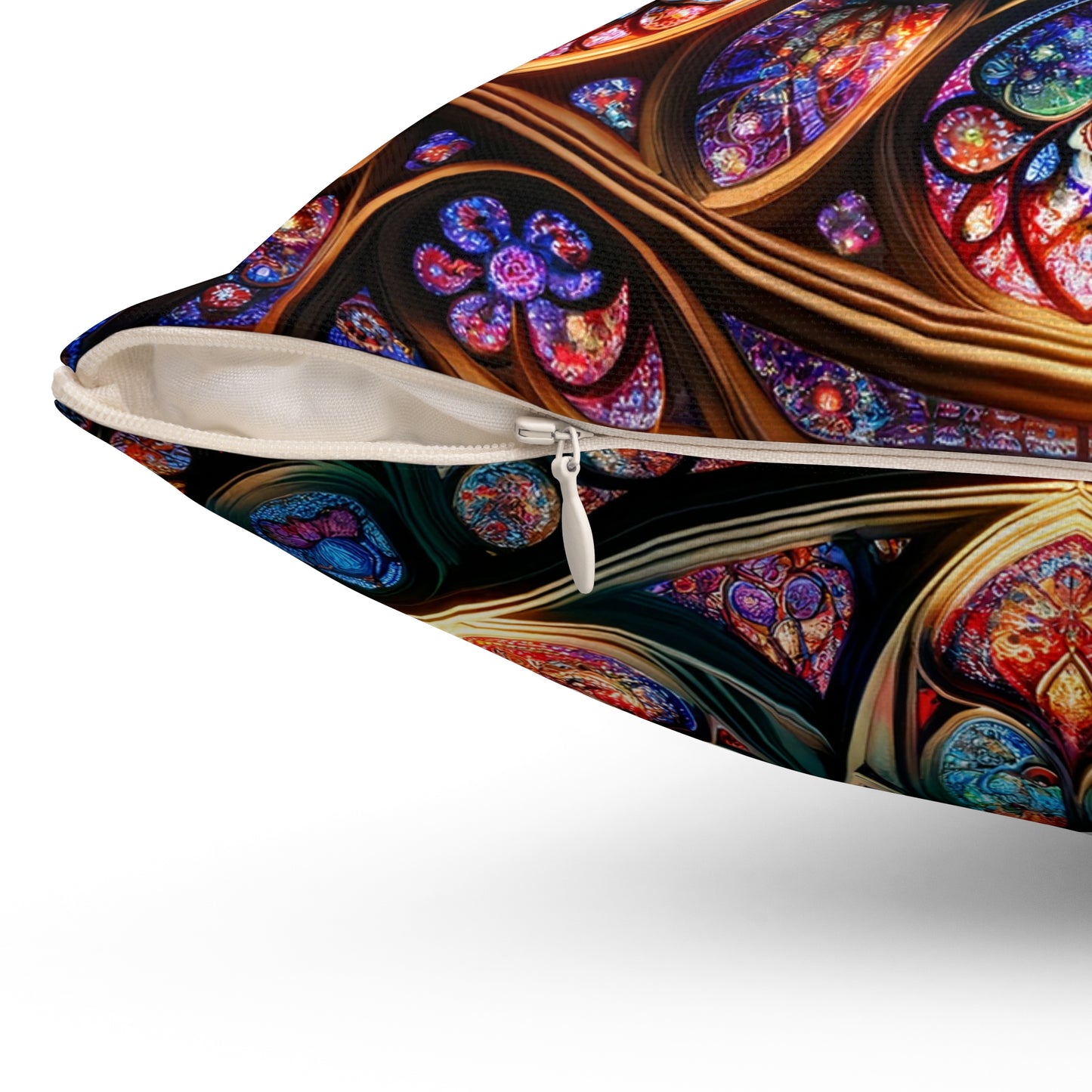 Radiant Mosaic Comfort: Stained Glass Artistry Pillow