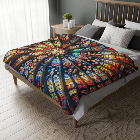 Illuminated Comfort: Stained Glass Throw Blanket_Double Sided Print