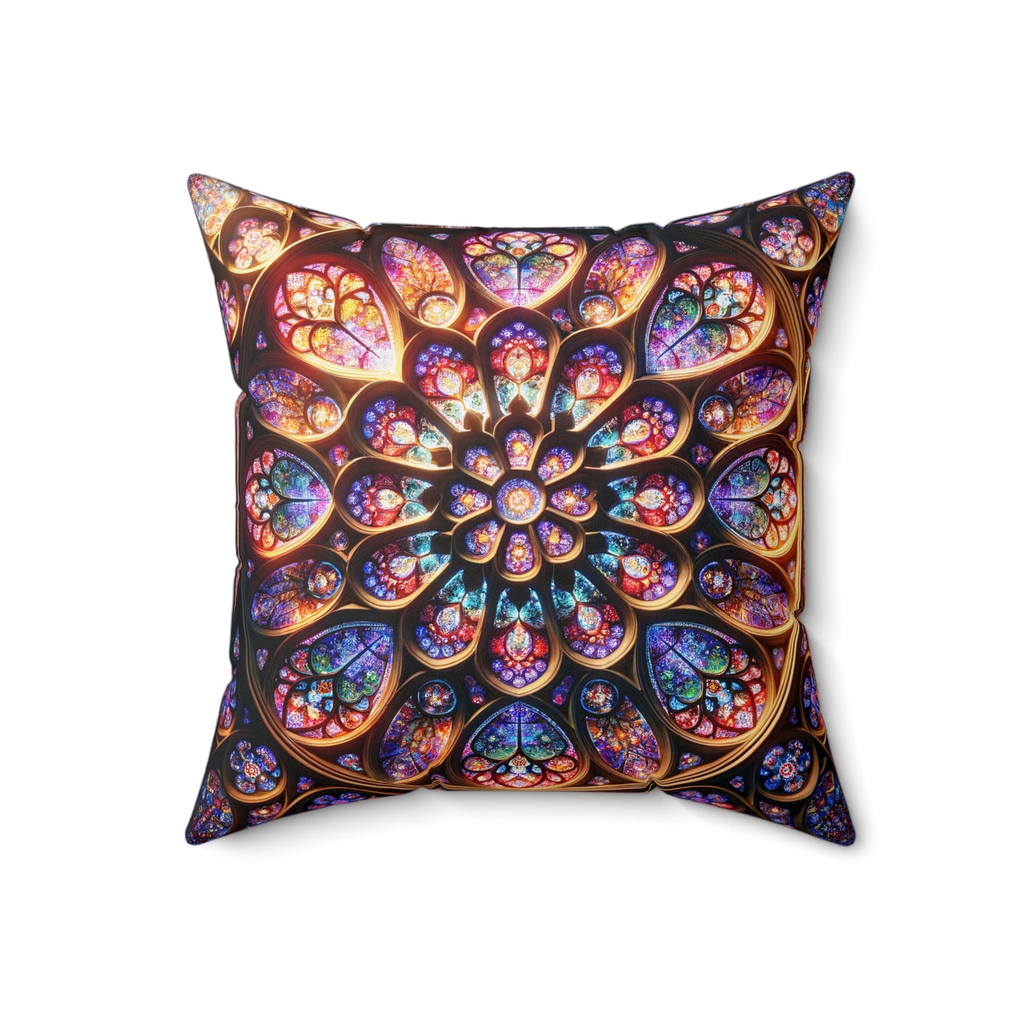 Radiant Mosaic Comfort: Stained Glass Artistry Pillow