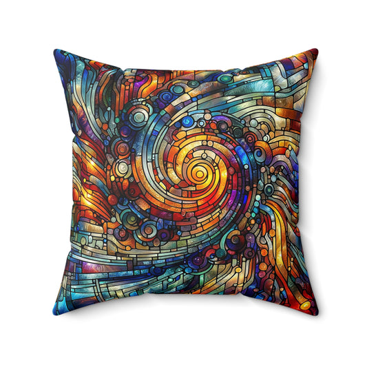 Spiraling Spectrum: Stained Glass Pillow