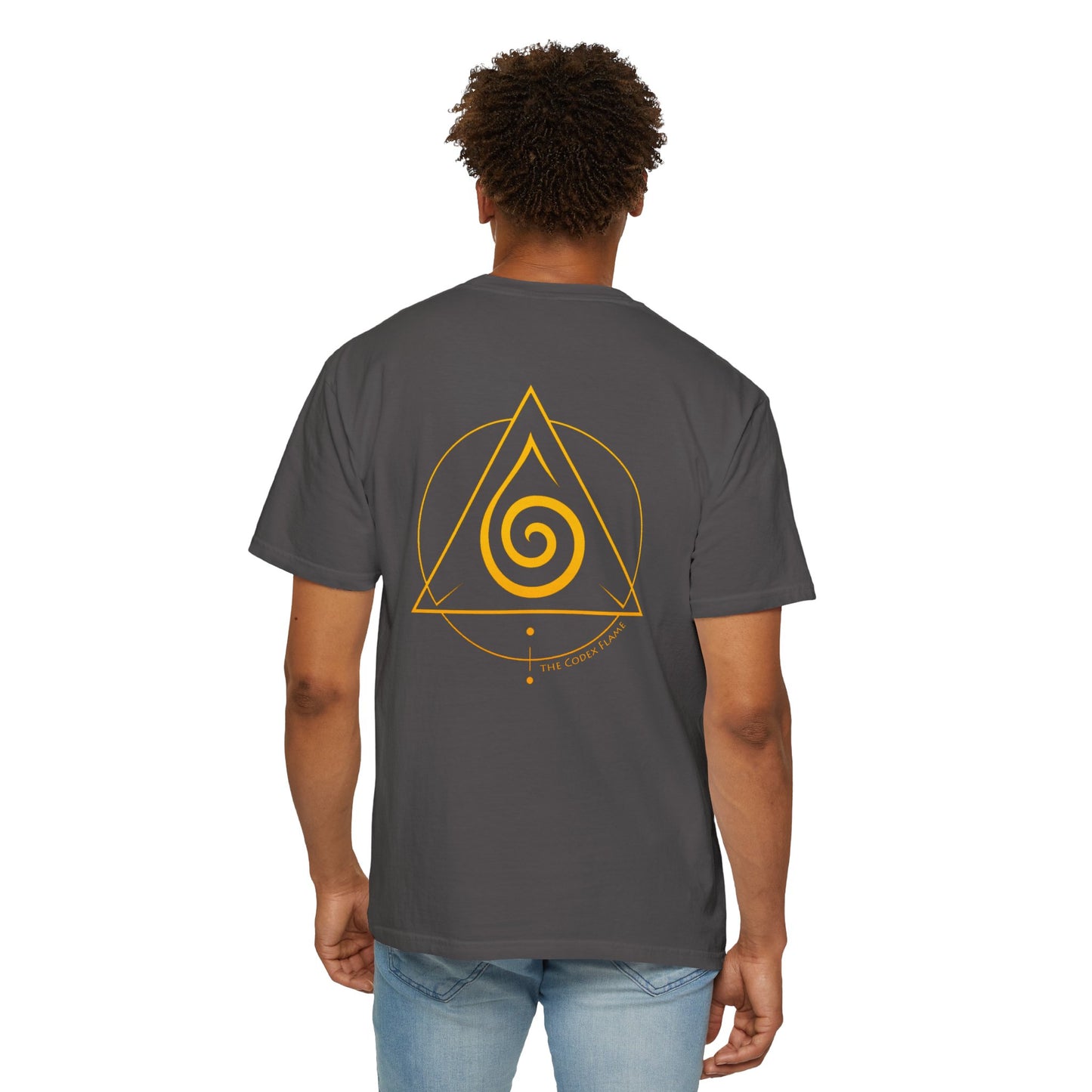 Codex Flame Spiral T-Shirt – Sacred Geometry Design
