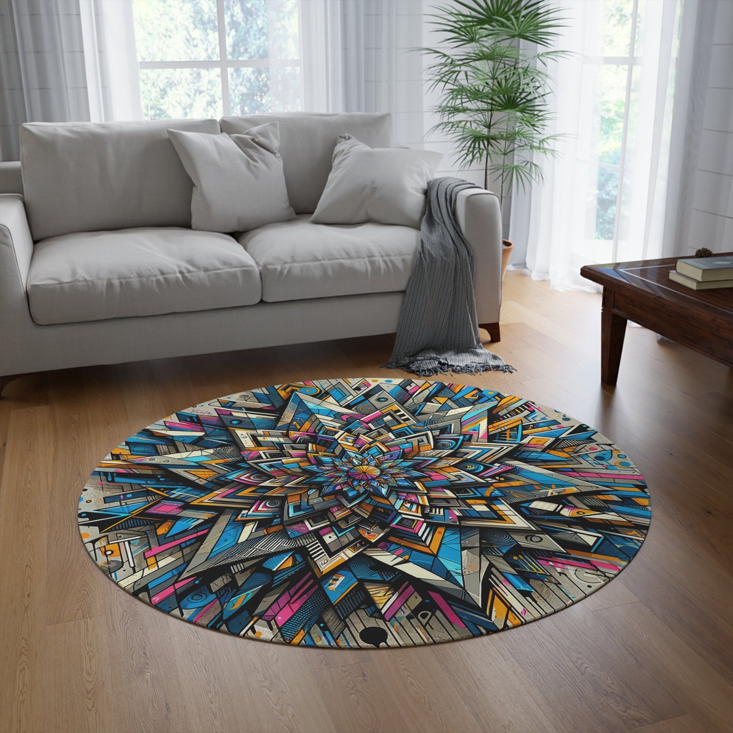 Mandala Majesty: 5' Decorative Round Rug