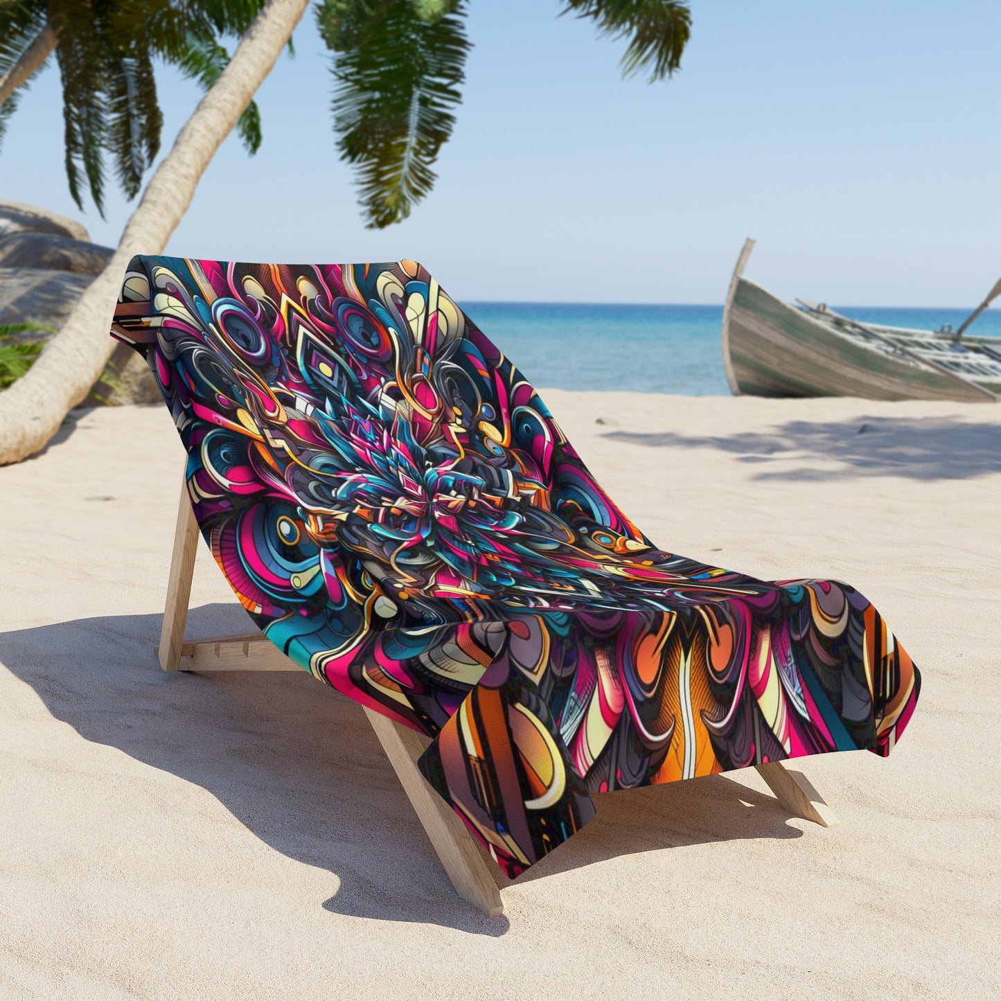 Chromatic Cascade Beach Towel