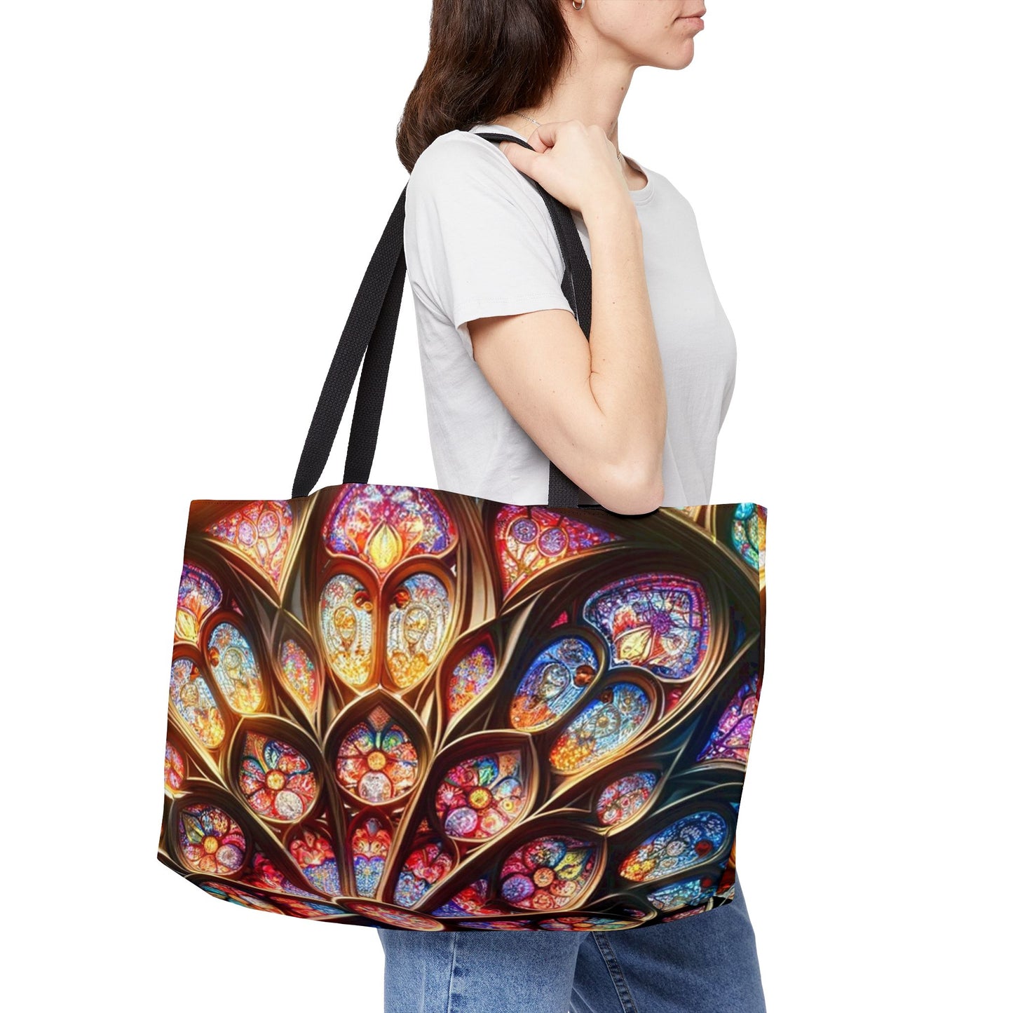 Boho Chic Stained Glass-Inspired Tote Bag – Vibrant and Versatile
