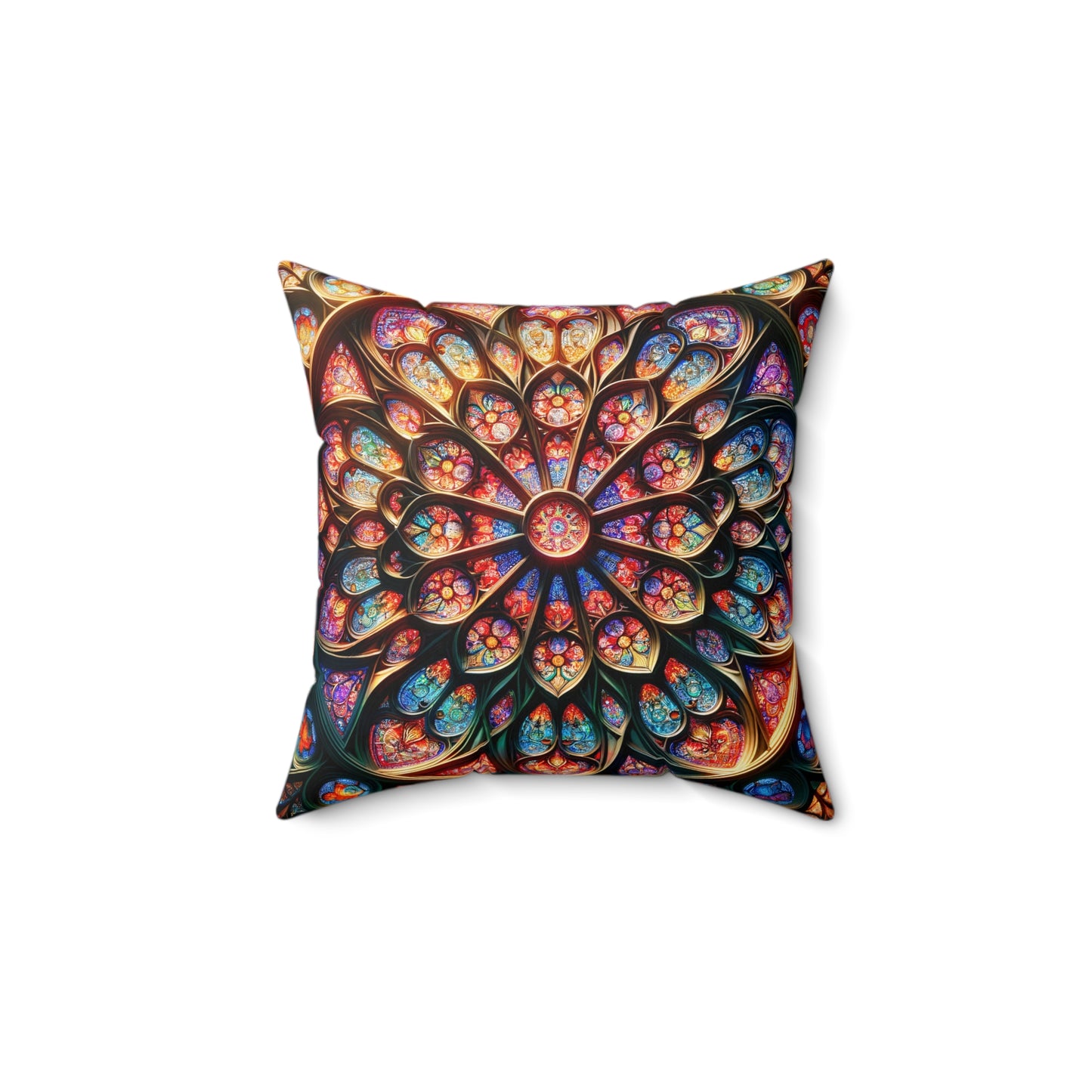 Radiant Mosaic Comfort: Stained Glass Artistry Pillow