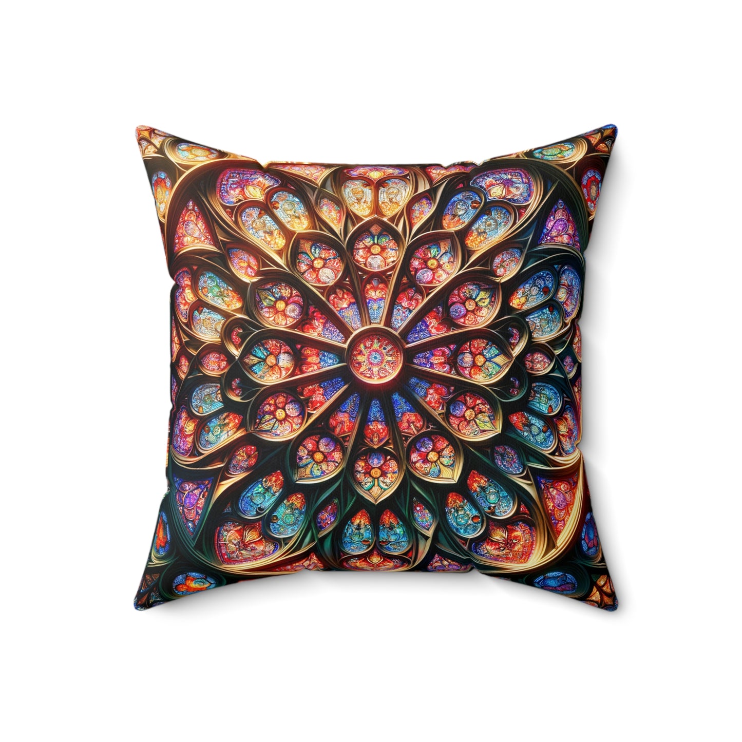 Radiant Mosaic Comfort: Stained Glass Artistry Pillow