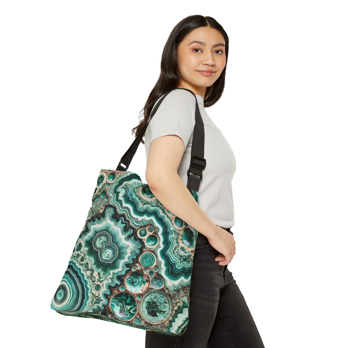 Tote Bag with Malachite and Chrysocolla Rocks Design