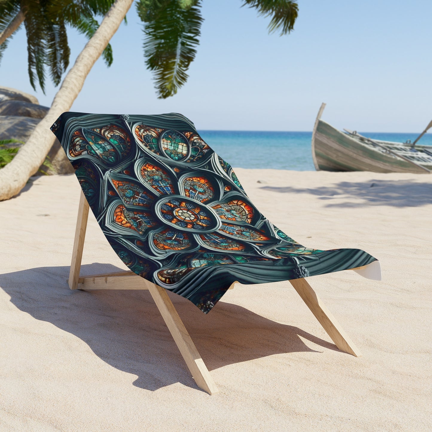 Cathedral Waves: The Stained Glass Beach Towel