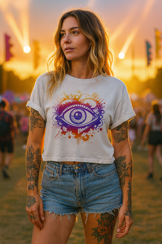 "Eye of Illumination" Colorful Crop Top