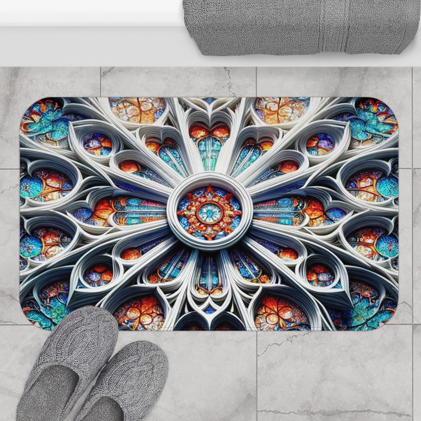 Rose Window Bathroom Floor Mat – Elegance Meets Functionality