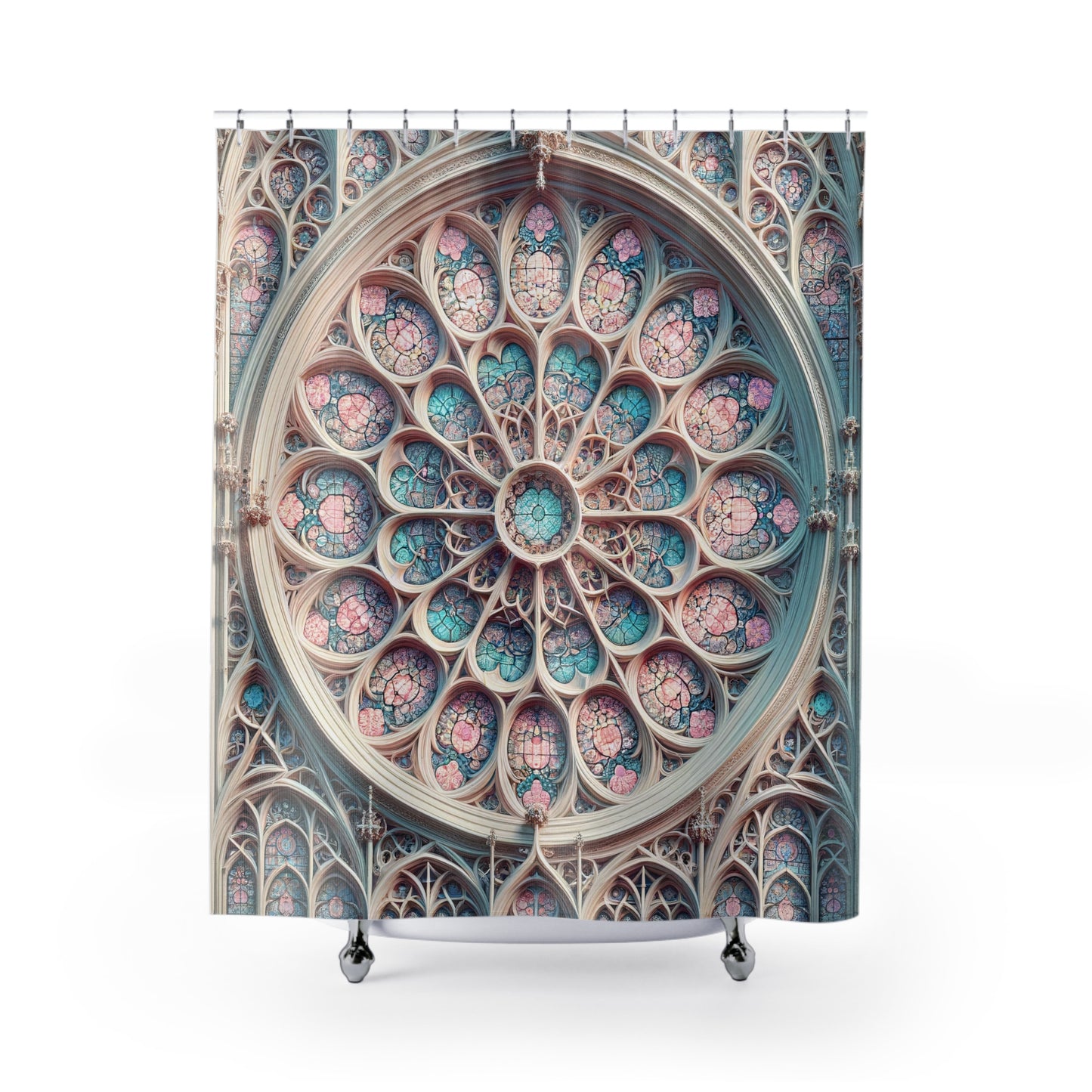 Gothic Grace: Luxurious Stained Glass Shower Curtain