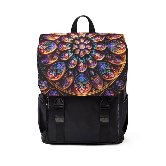 Artistic Rose Window Backpack – Vibrant Design for Everyday Adventures